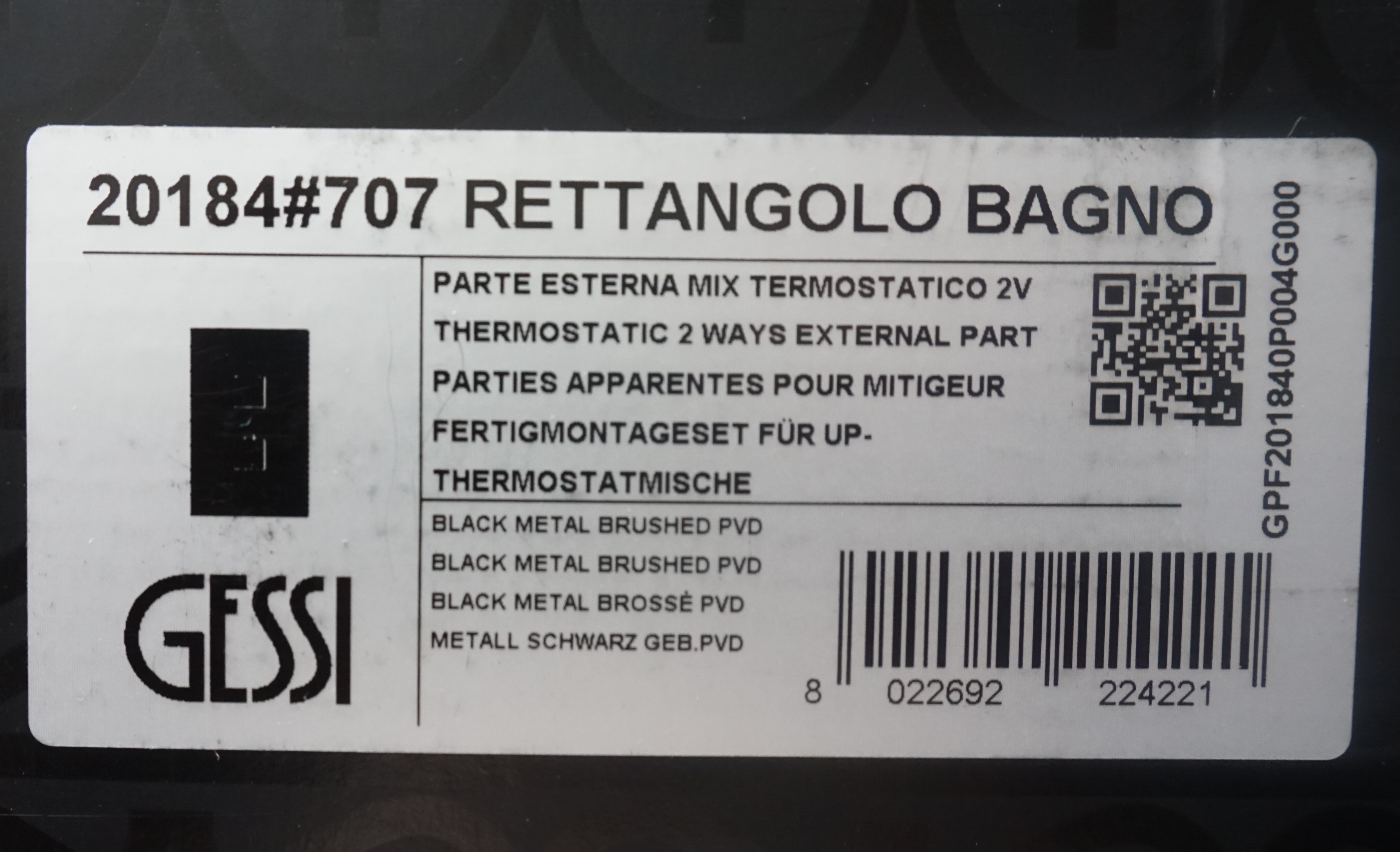 Gessi Rettangolo Fertigmontageset UP-Thermostat 1-Weg chrom; 20182031 