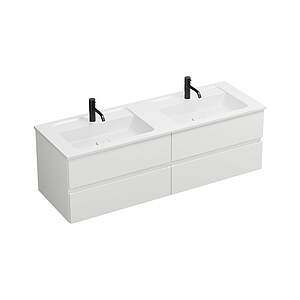 Burgbad Bel Doppelwaschtisch und Waschtischunterschrank mit 4 Auszügen, Weiß Matt; SEMV161F2065 