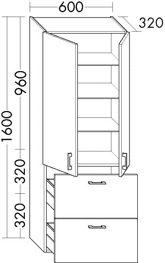 Burgbad Crono Hochschrank B:60cm, mit 2 Türen & Auszug Schwarz Solid Matt; HSGR060F1795 