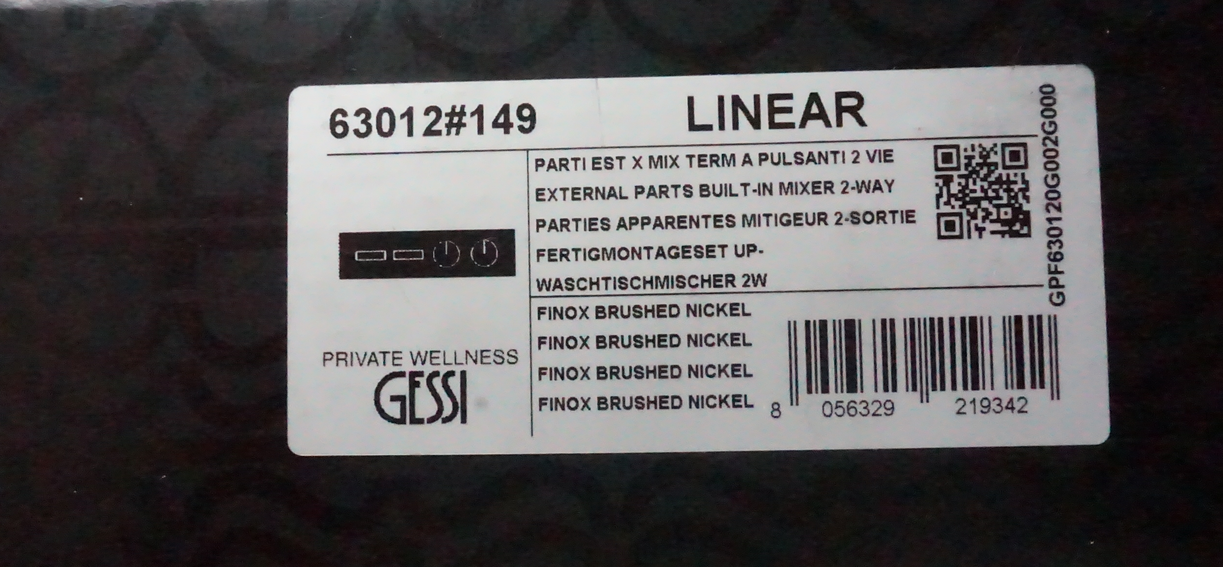 Gessi HI-FI Linear Fertigmontageset 63014 Schwarz Matt für Thermostat mit 3 Ausgängen; 63014299 