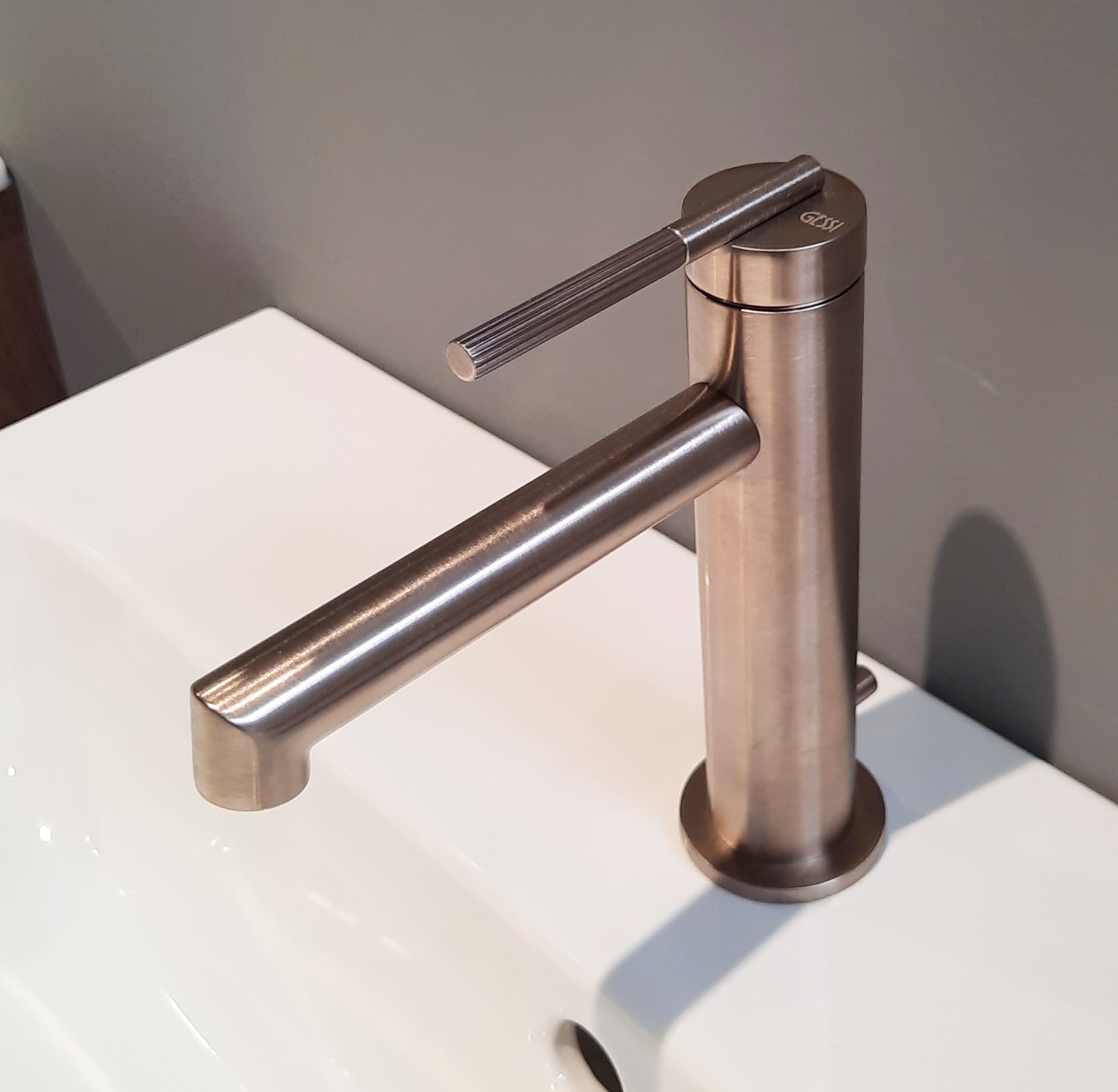 Gessi Ingranaggio Waschtischarmatur 63501 Kupfer PVD mit Ablaufgarnitur; Mischbatterie 63501030 