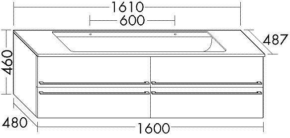 Burgbad Bel Waschtischunterschrank mit 4 Auszügen und Doppelwaschtisch, Anthrazit Solid Matt; SELN161F2085 