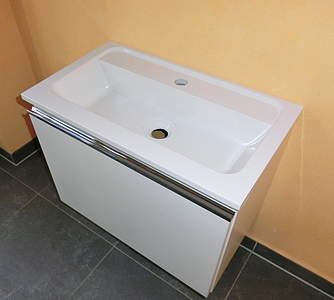 BurgBad Burgbad Bel Waschtischunterschrank mit Waschtisch, B: 61cm; Griff, Weiß Hochglanz; SEDN061F0596 