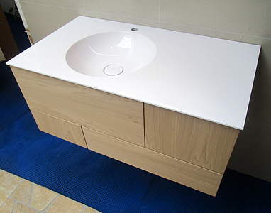 Burgbad Coco Waschbecken mit Unterschrank 906mm Bambus Natur, links;  SFHR090LF2854 - Bernd Block | Haustechnik