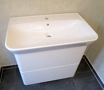 Burgbad Iveo Keramik-Waschbecken mit Unterschrank 100cm Weiß Hochglanz; SFEN100F2833 