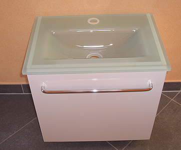 Dirano setto "MEO" Glaswaschtisch 520mm mit 1 Hahnloch für Gästebad, Glas Optiwhite; DAWTGO0521 