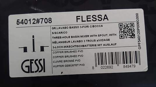 Gessi 316 Flessa Waschtisch-​Dreilocharmatur 54012 Metall Schwarz …