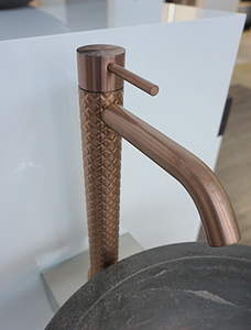 Gessi 316 Intreccio Waschtisch-Einhebelmischer 54103 Kupfer Gebürstet PVD, mit Ablaufgarnitur; 54103708 