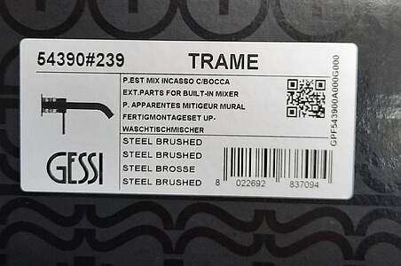 Gessi 316 Trame Fertigmontageset Waschtisch-Wandarmatur Metall Schwarz Gebürstet PVD; 54390707 