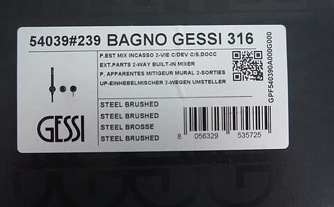 Gessi Dusche316 Einhebel-Fertigmontageset 54039 Schwarz Matt; 54039299 