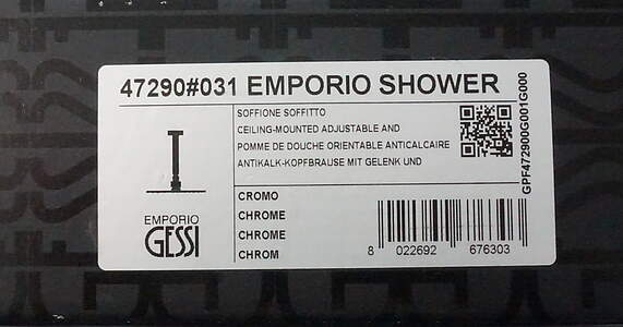 Gessi Emporio Antikalk-Kopfbrause 200x200mm Finox Optik, Regendusche für Decke; 47290149 