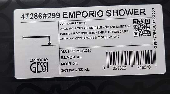 Gessi Emporio Antikalk-Kopfbrause 200x200mm Schwarz Matt, Regendusche mit Wandarm; 47286299 