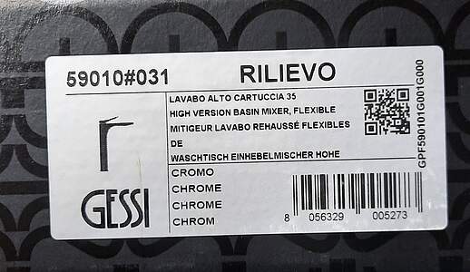 Gessi Rilievo hohe Waschtischarmatur S-Version 59010 Kupfer PVD ohne Ablaufgarnitur; 59010030 