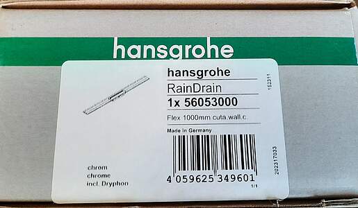 hansgrohe Rain Drain Flex Abdeckung 100cm chrom kürzbar, für Duschrinne; …