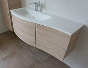 Burgbad Sinea 1.0 Waschbecken mit Unterschrank 121cm Version links, Frassino Dekor Cappuccino, WTU121ELF3189 